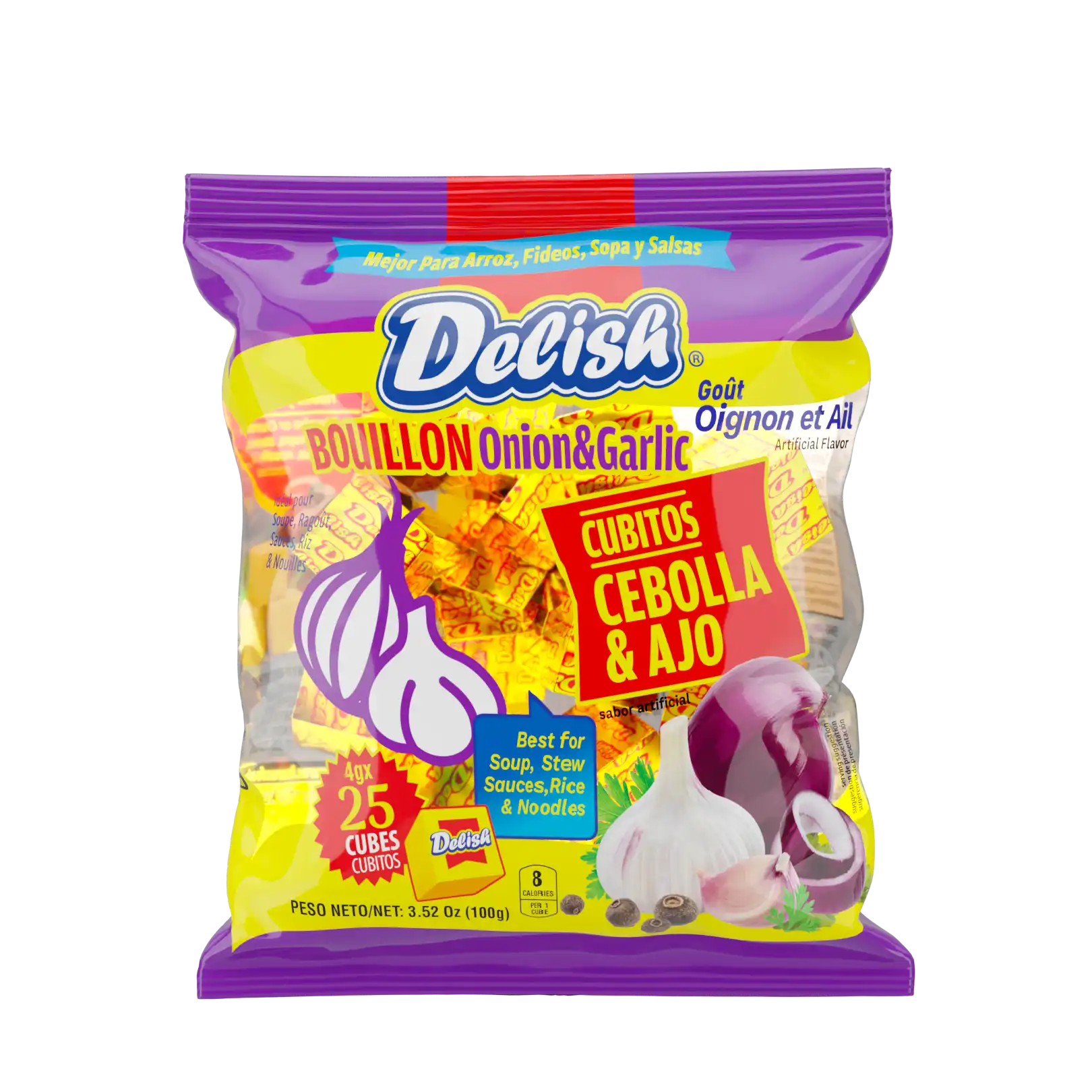 Delish Onion Garlic Bouillon Cubes 4g x25 (Bag)